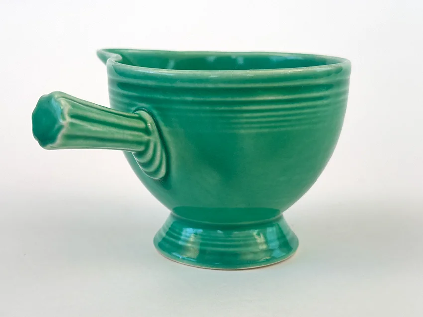 original green vintage fiestaware stick handled creamer