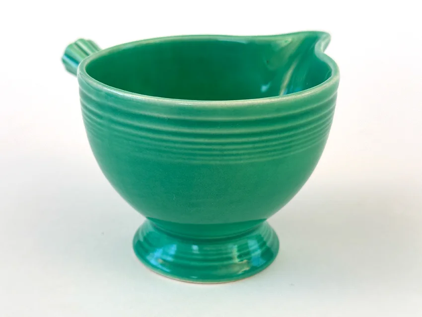 original green vintage fiestaware stick handled creamer