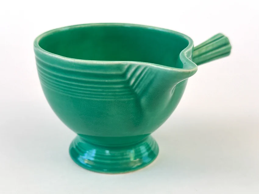 original green vintage fiestaware stick handled creamer