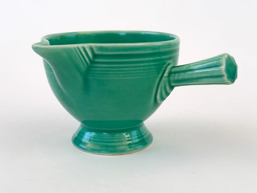 original green vintage fiestaware stick handled creamer