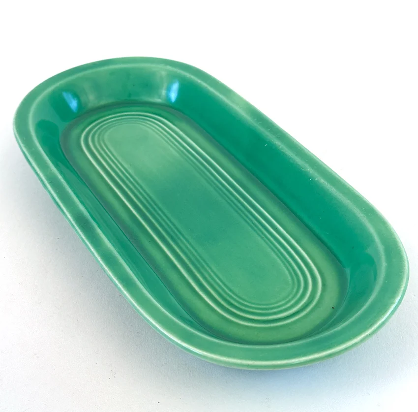 green vintage fiestaware utility tray for sale slip cast molded version