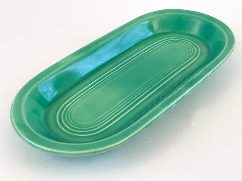 green vintage fiestaware utility tray for sale slip cast molded version