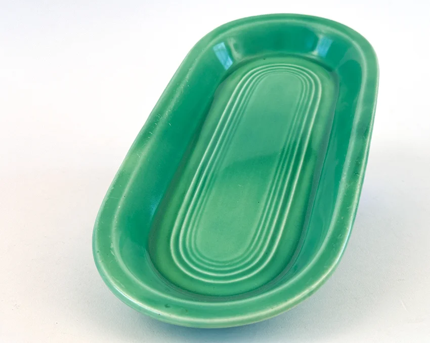 green vintage fiestaware utility tray for sale slip cast molded version