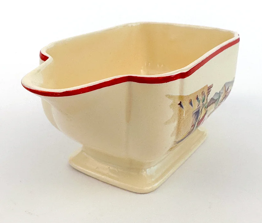 hacienda mexicana decalware sauce or gravy boat with red stripes