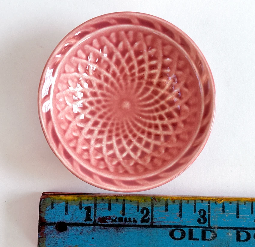 1940s rose vintage homer laughlin harlequin basketweave nut dish for sale