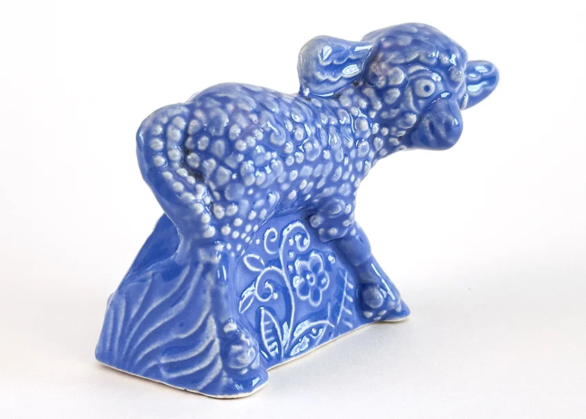 mauve blue harlquin lamb novelty animal figurine