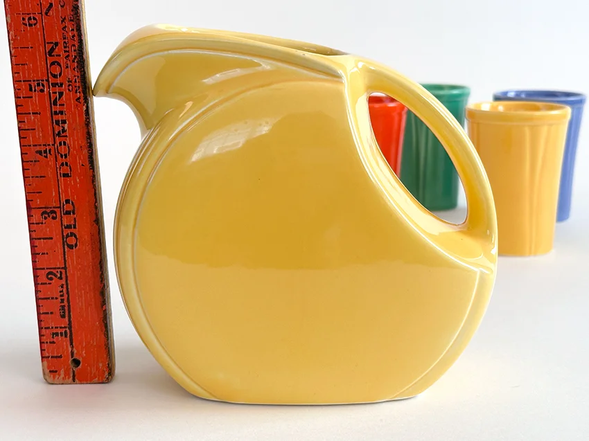 Yellow Riviera juice pitcher for sale vintage Homer Laughlin 1930s 1940s pottery