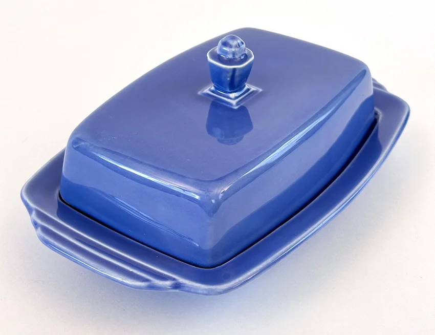 mauve blue vintage harlequin fiestaware butter dish for sale