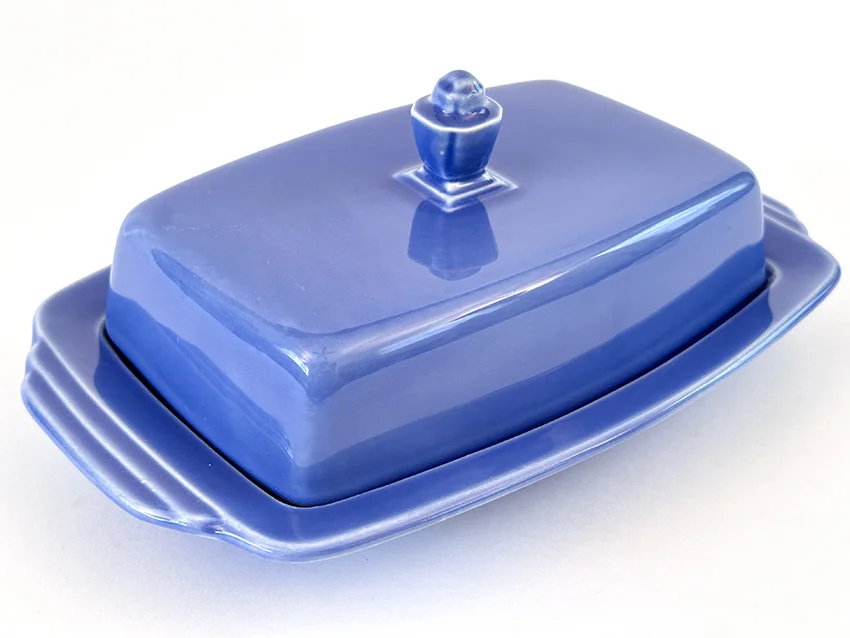 mauve blue vintage harlequin fiestaware butter dish for sale