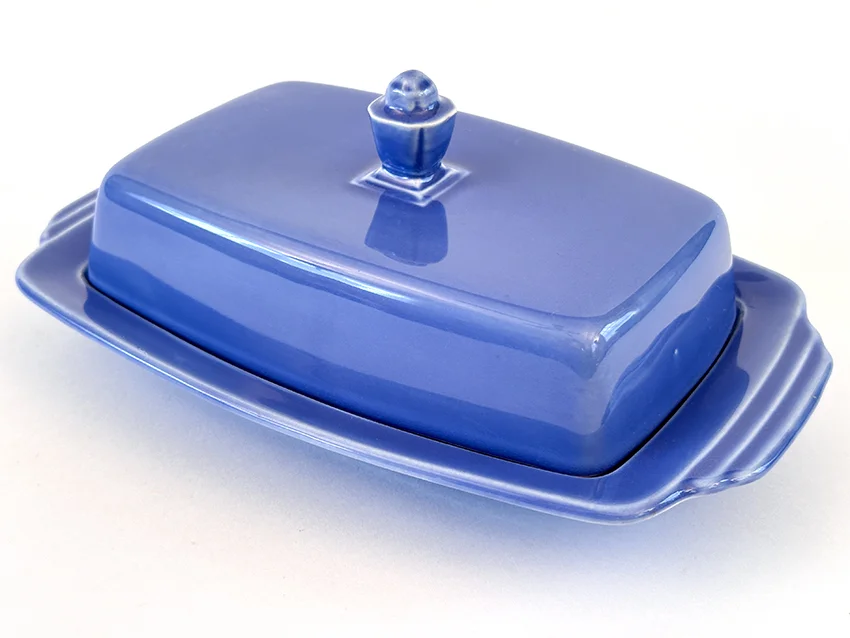 mauve blue vintage harlequin fiestaware butter dish for sale