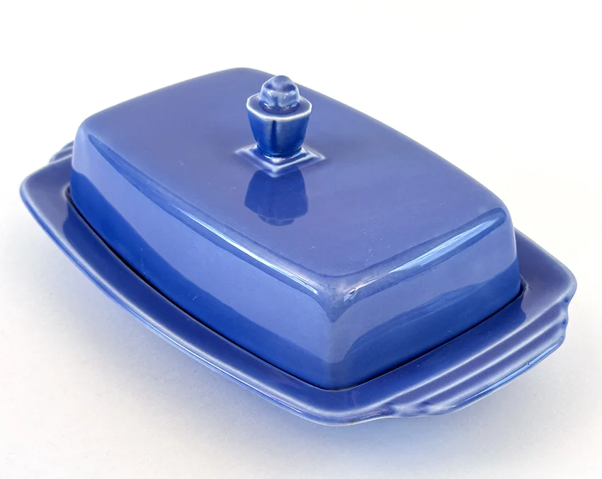 mauve blue vintage harlequin fiestaware butter dish for sale