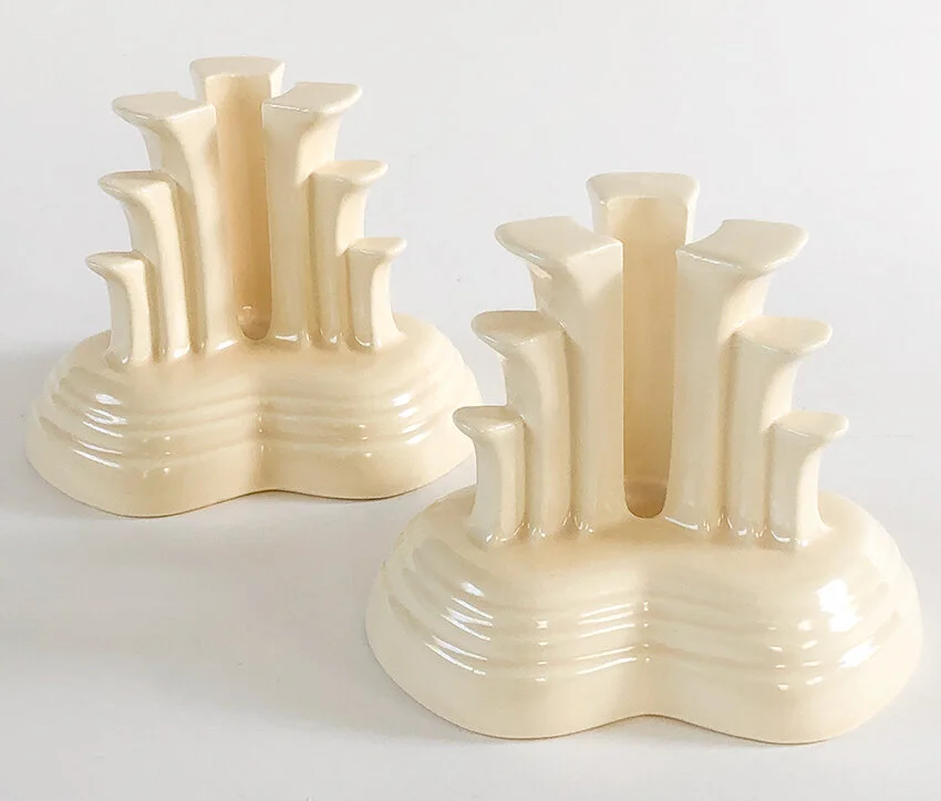 ivory vintage fiestaware tripod candle holders for sale