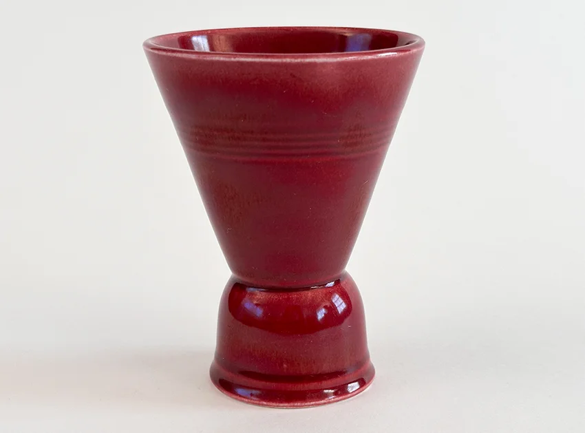 maroon vintage harlequin double egg cup for sale