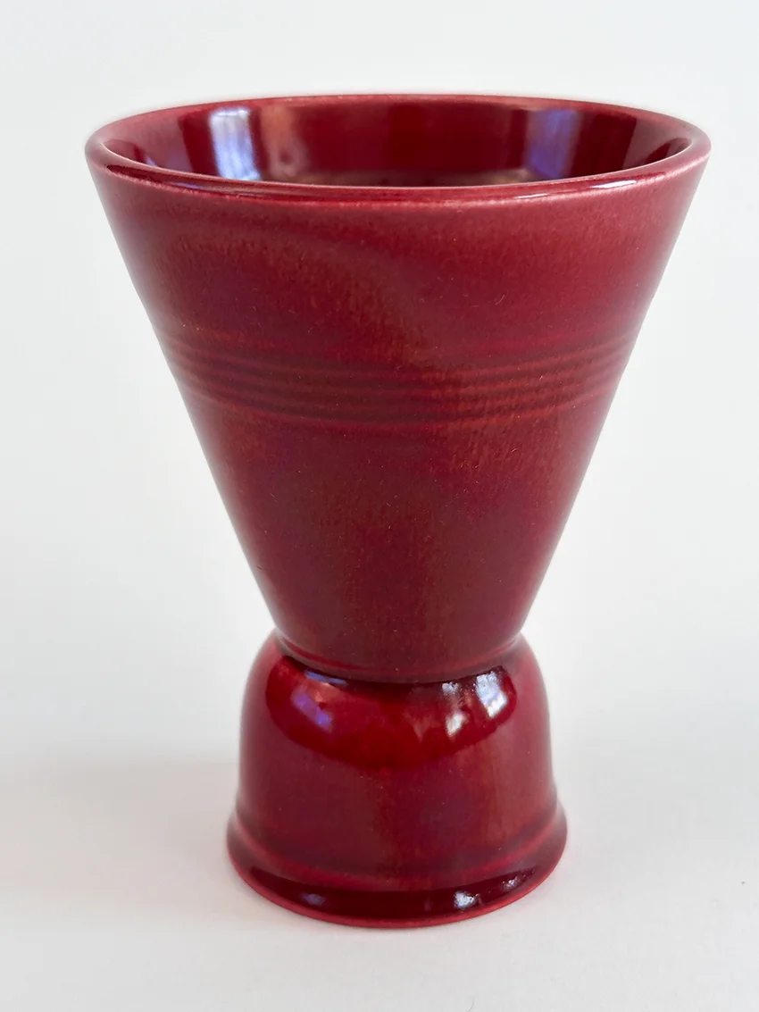 maroon vintage harlequin double egg cup for sale