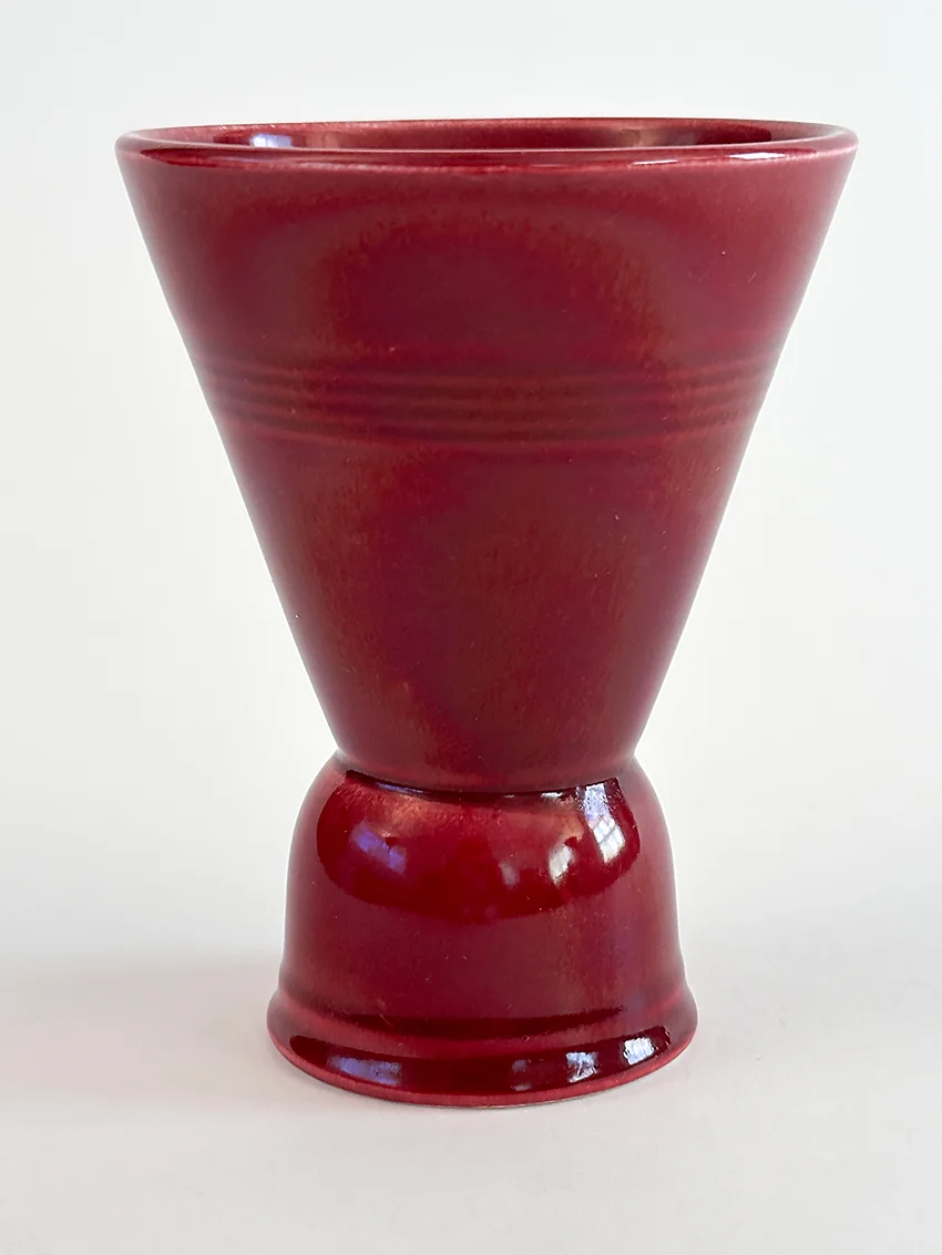 maroon vintage harlequin double egg cup for sale