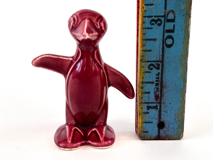 Maroon Harlequin penguin novelty animal figurine