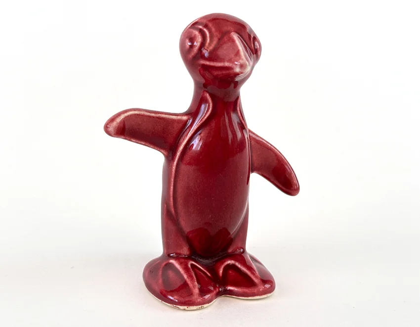 Maroon Harlequin penguin novelty animal figurine