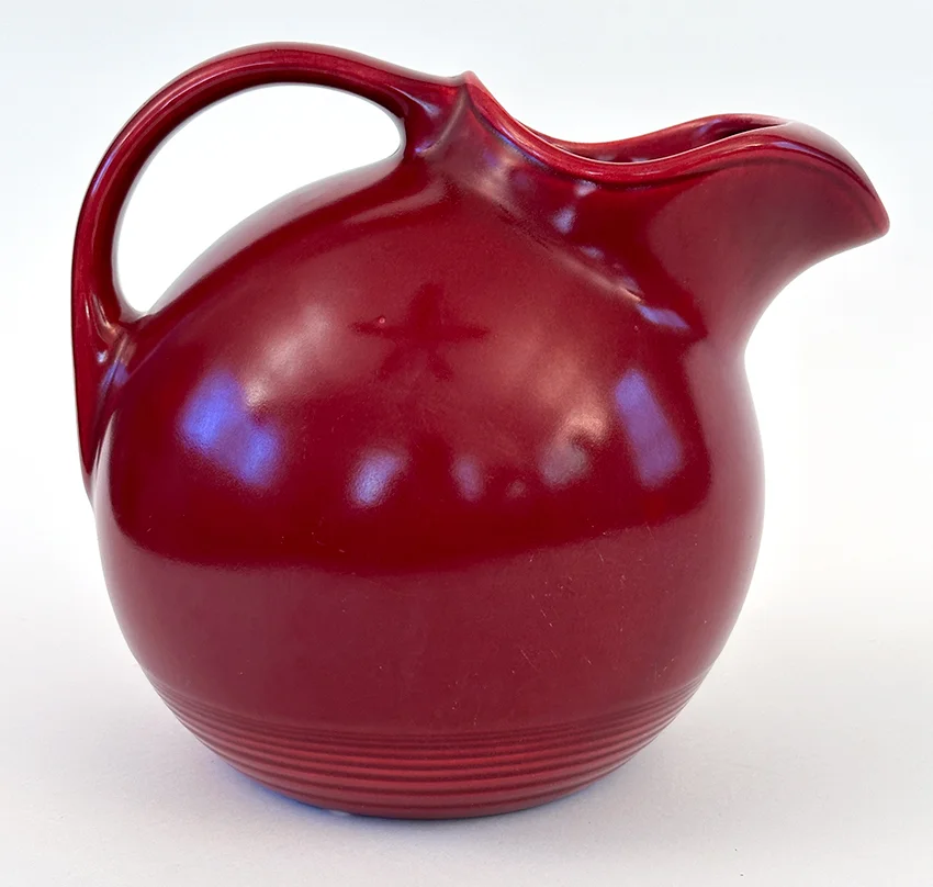 maroon  vintage harlequin service water ball jug pitcher