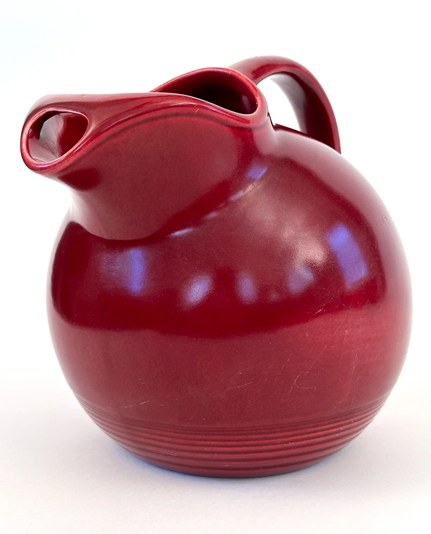 maroon  vintage harlequin service water ball jug pitcher