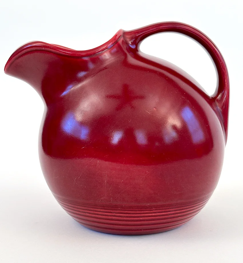 maroon  vintage harlequin service water ball jug pitcher