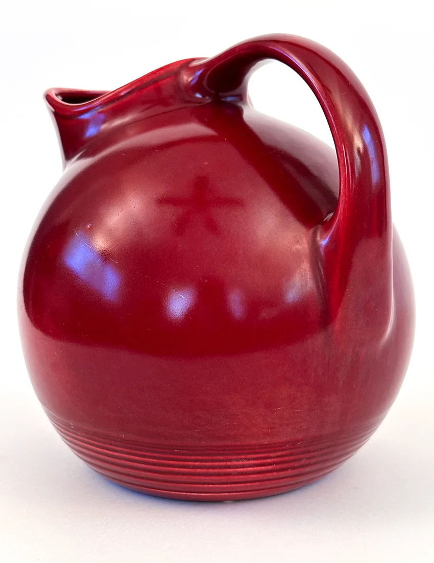 maroon  vintage harlequin service water ball jug pitcher