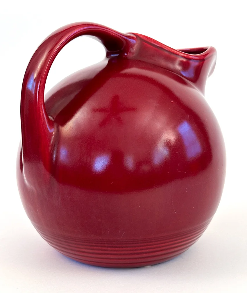 maroon  vintage harlequin service water ball jug pitcher