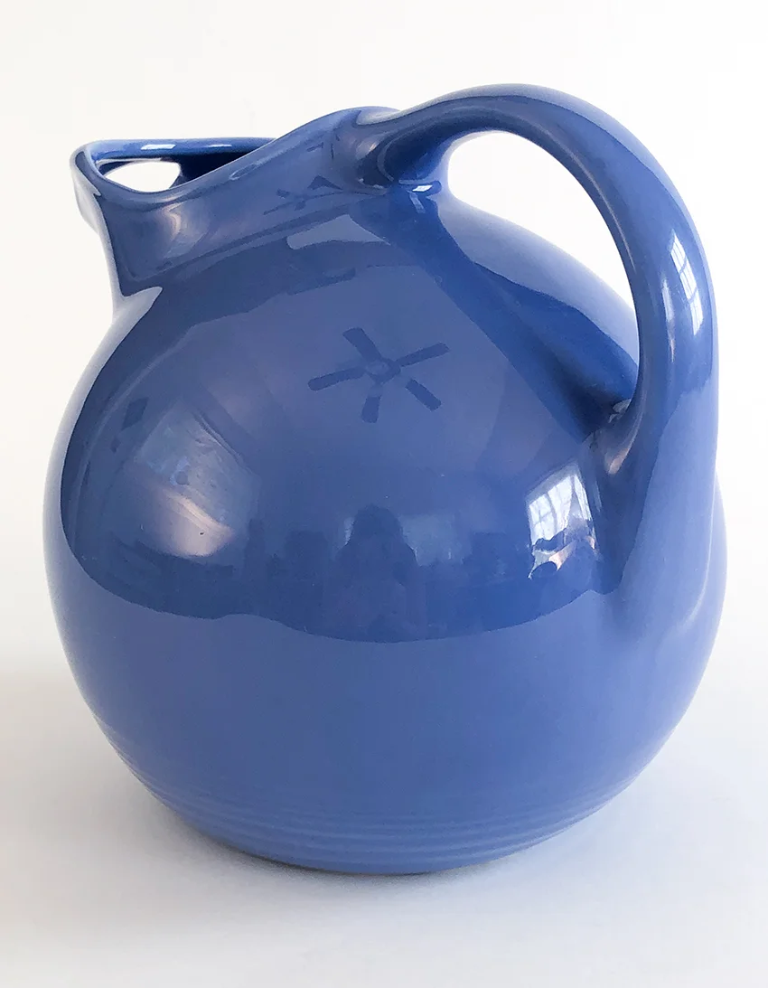 mauve blue  vintage harlequin service water ball jug pitcher