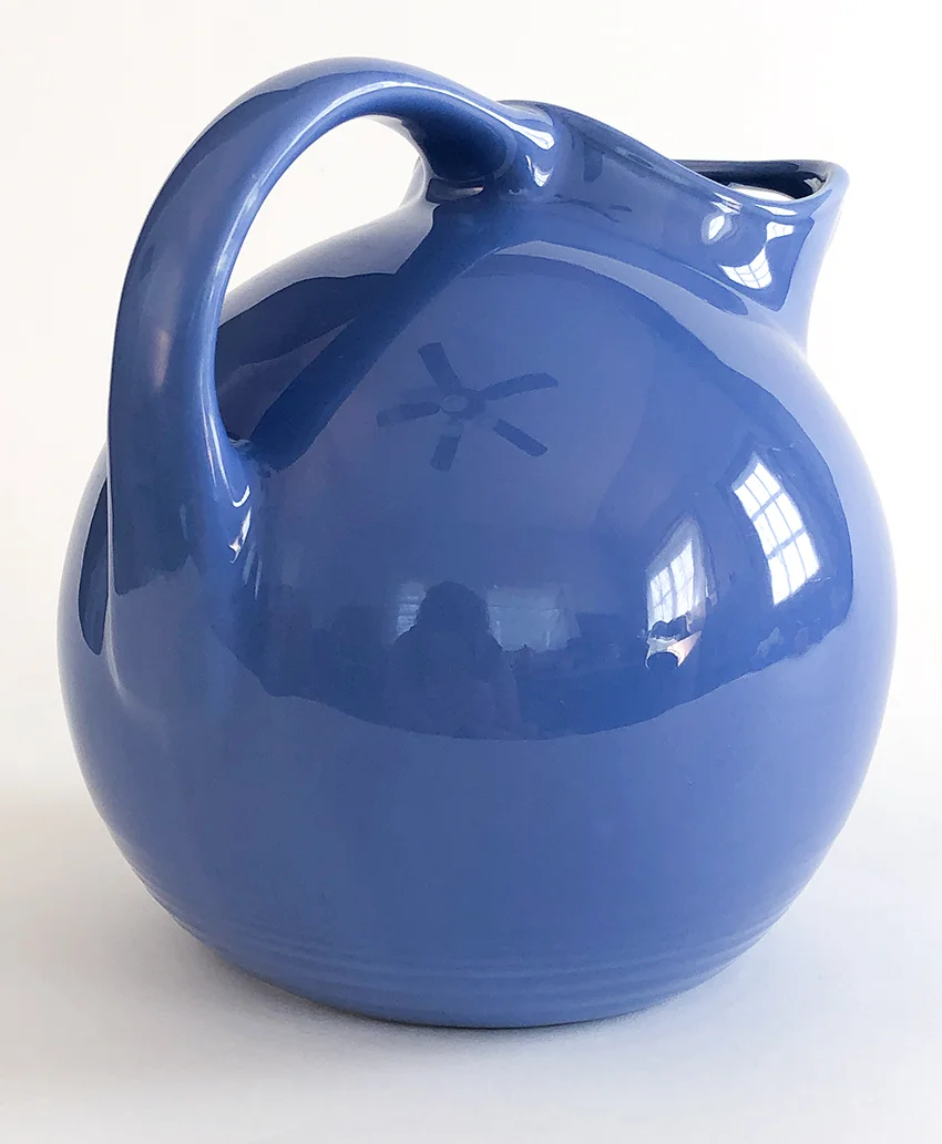 mauve blue  vintage harlequin service water ball jug pitcher