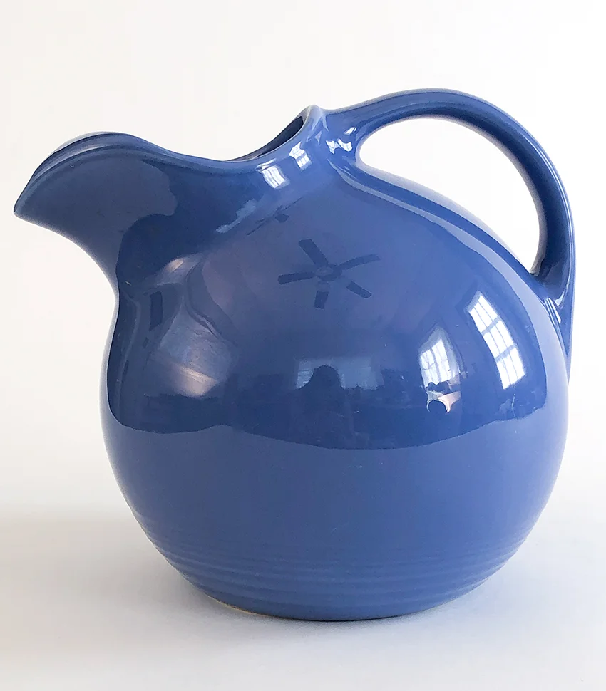 mauve blue  vintage harlequin service water ball jug pitcher