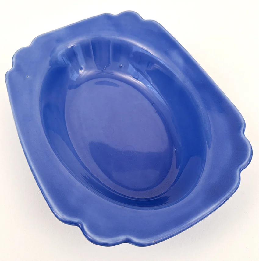 Mauve Blue Riviera Oval Baker vegetable bowl