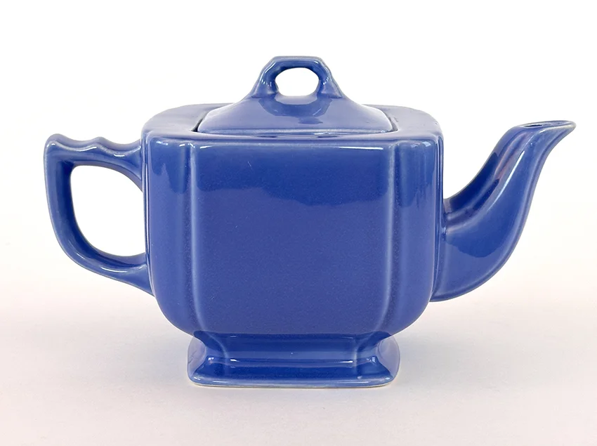 mauve blue riviera teapot original vintage homer laughlin pottery