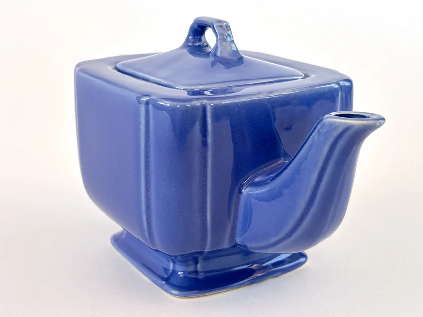 mauve blue riviera teapot original vintage homer laughlin pottery