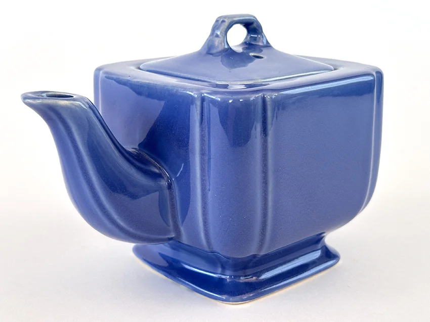 mauve blue riviera teapot original vintage homer laughlin pottery