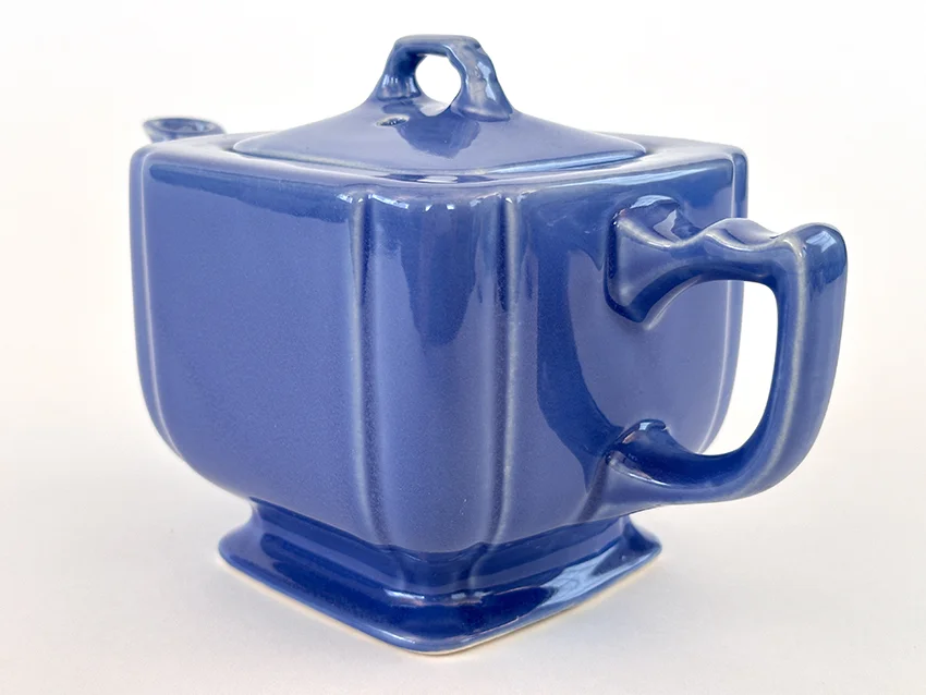 mauve blue riviera teapot original vintage homer laughlin pottery