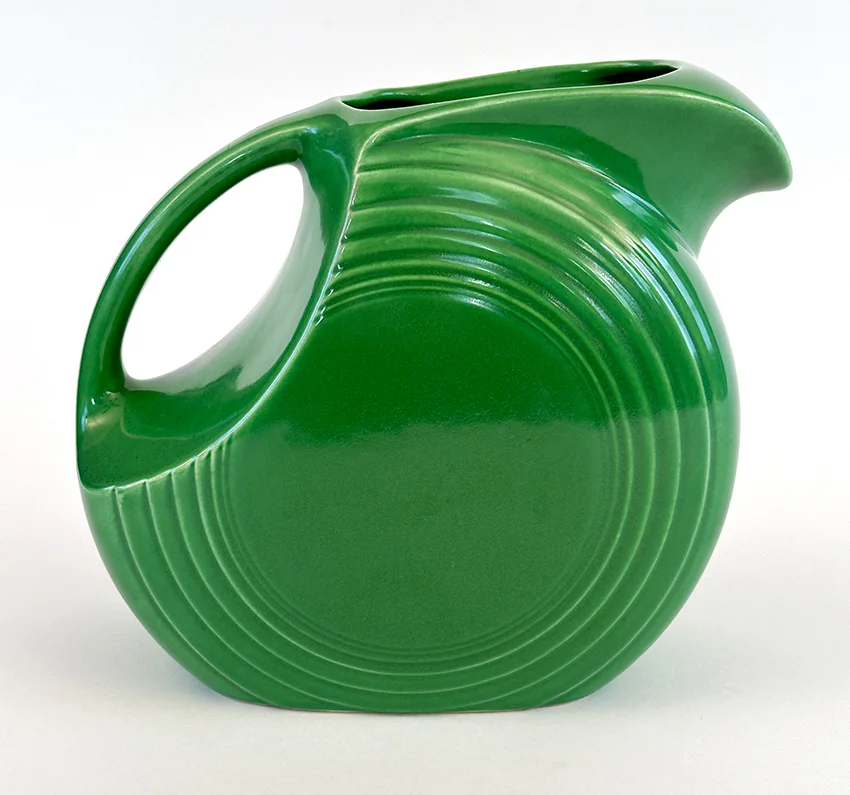 medium green vintage fiestaware disk water pitcher for sale