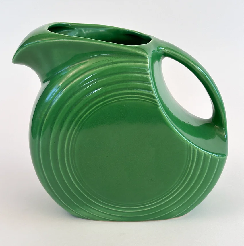 medium green vintage fiestaware disk water pitcher for sale