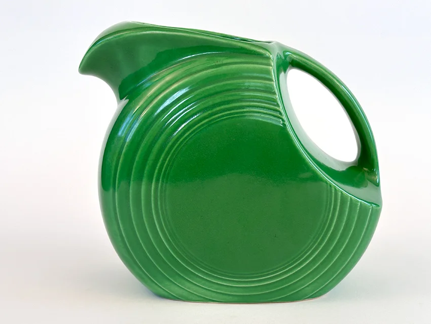 medium green vintage fiestaware disk water pitcher for sale