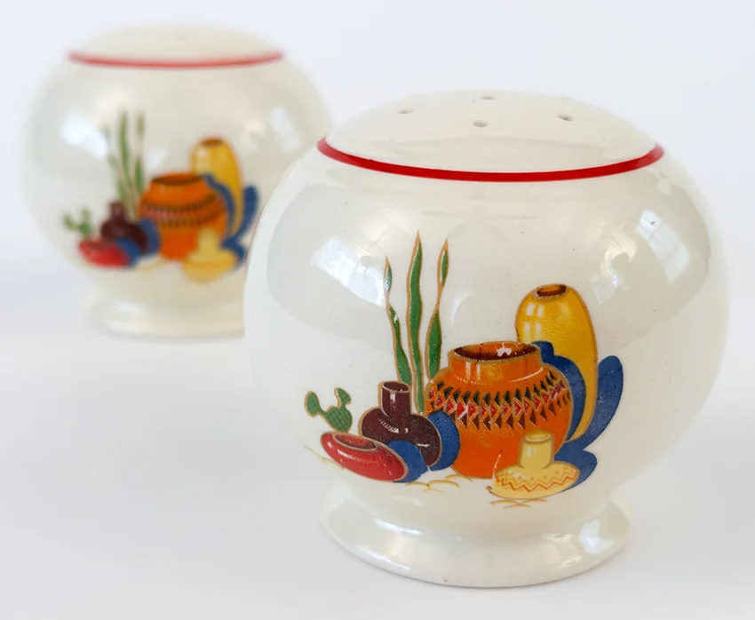 vintage mexicana decalware fiesta kitchen kraft range shakers for sale