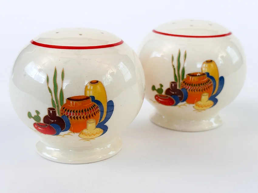 vintage mexicana decalware fiesta kitchen kraft range shakers for sale