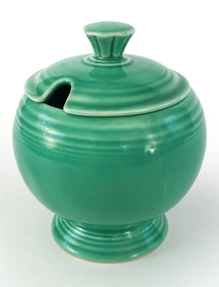 green vintage fiestaware marmalade jar
