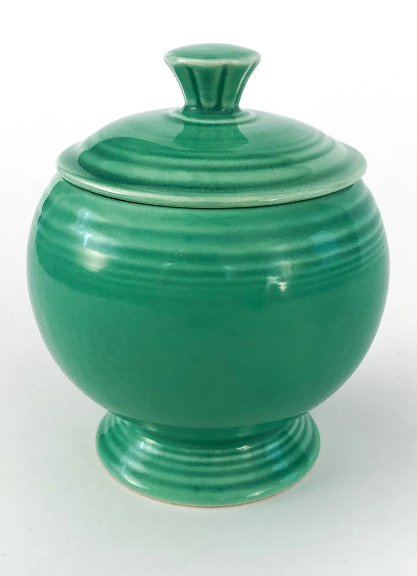 green vintage fiestaware marmalade jar