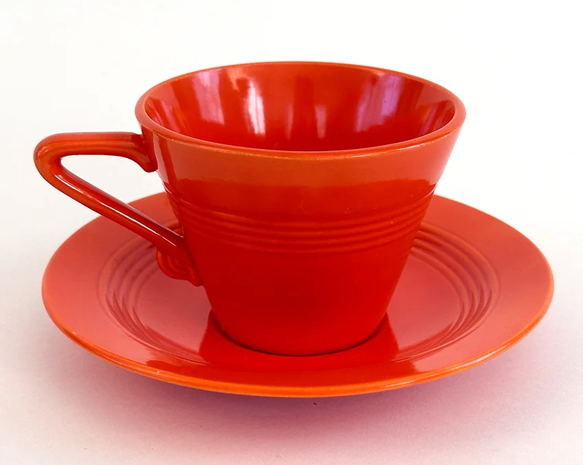 Original Red vintage harlequin Teacup and Saucer Set