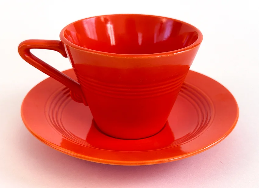 Original Red vintage harlequin Teacup and Saucer Set