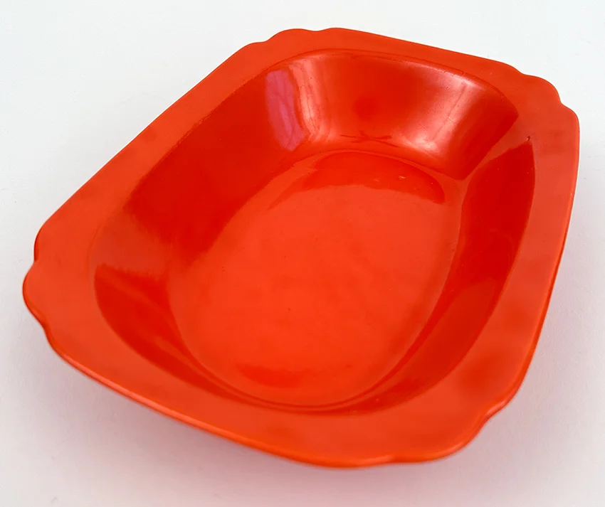 Early Version Red Riviera Oval Baker with Straight Sides vegetable bowl