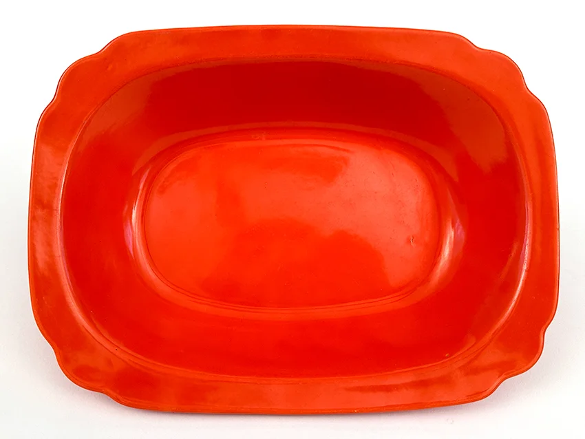 Early Version Red Riviera Oval Baker with Straight Sides vegetable bowl