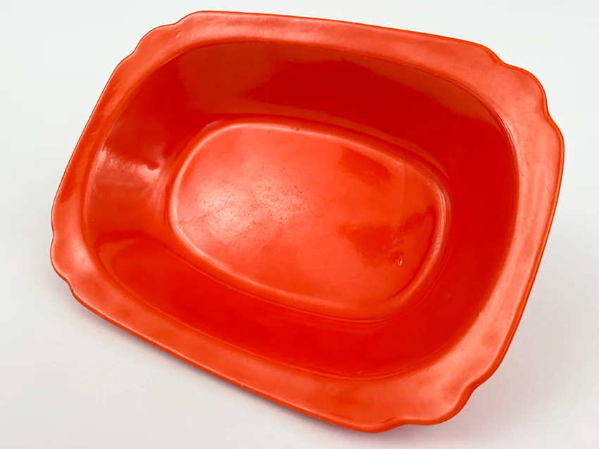 Early Version Red Riviera Oval Baker with Straight Sides vegetable bowl