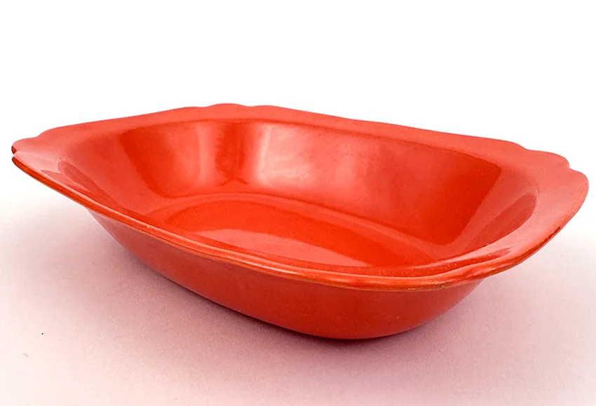 Early Version Red Riviera Oval Baker with Straight Sides vegetable bowl