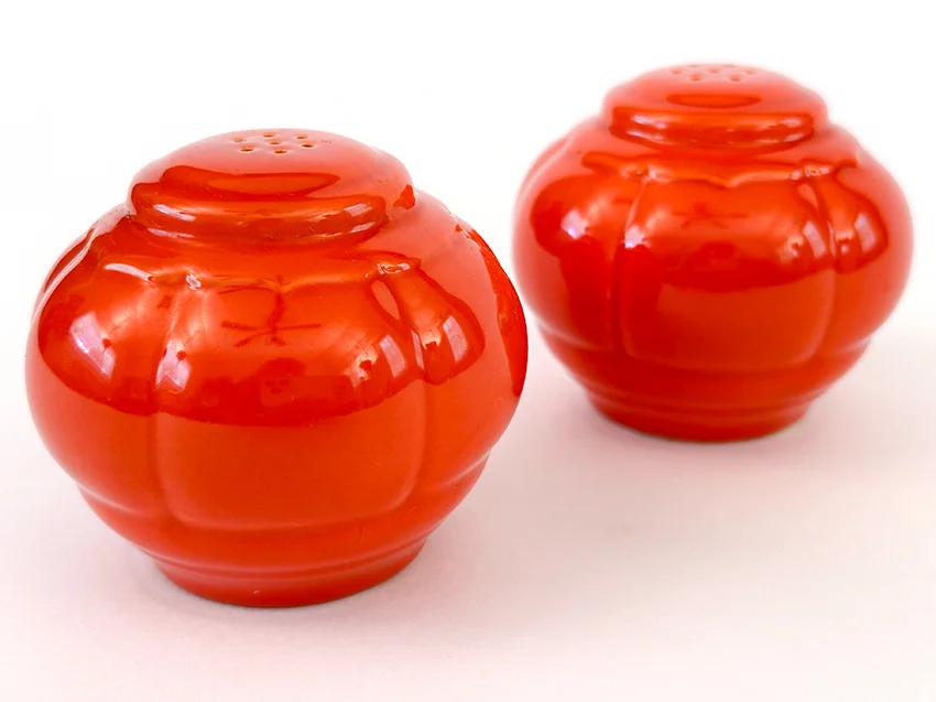 Vintage Riviera Pottery Salt and Pepper Shakers in Original Red Glaze