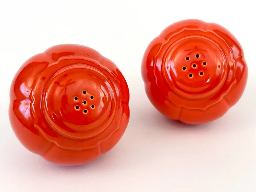 Vintage Riviera Pottery Salt and Pepper Shakers in Original Red Glaze