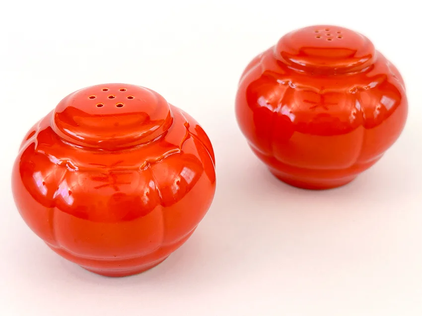 Vintage Riviera Pottery Salt and Pepper Shakers in Original Red Glaze